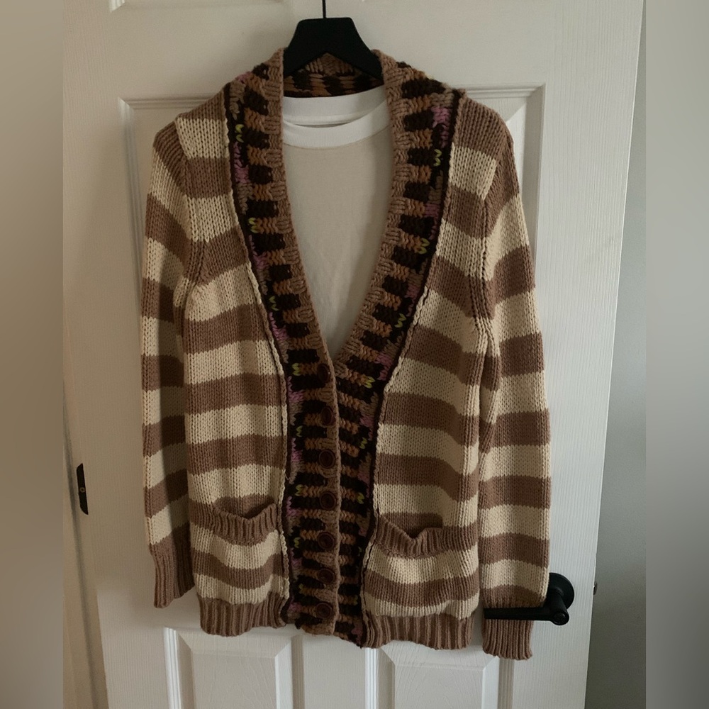 Sparrow Earthy Striped Cardigan with Unique Trim